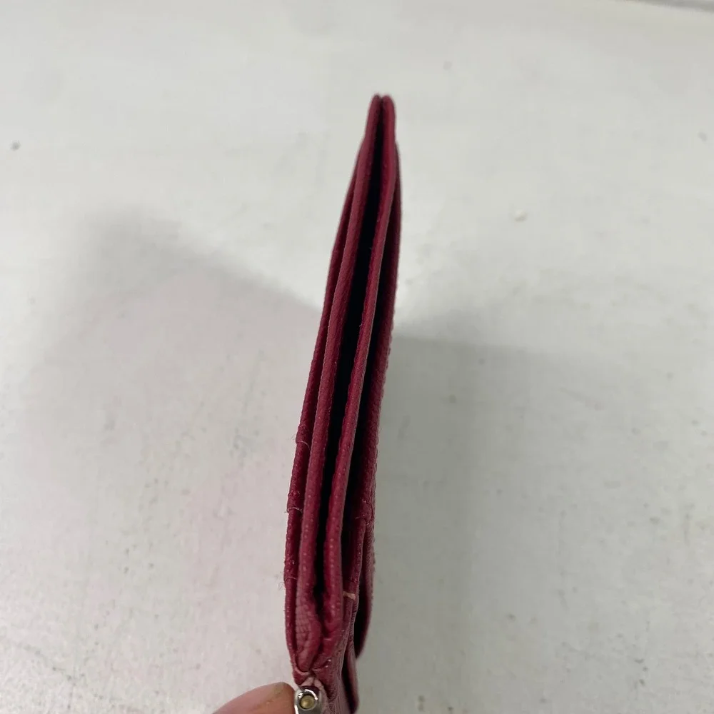 Minimalistic Slim Card Holder Keychain Wallet Berry Red ID Window Carabiner Clip